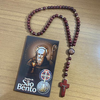 TERÇO DE MADEIRA SÃO BENTO 8MM MOD2 (3 UNIDADES)