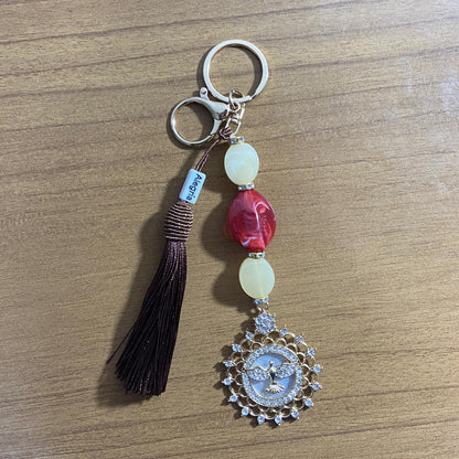 CHAVEIRO DE PEDRARIAS DIVINO ESPÍRITO SANTO COM STRASS MOD4 (1 UNIDADE)