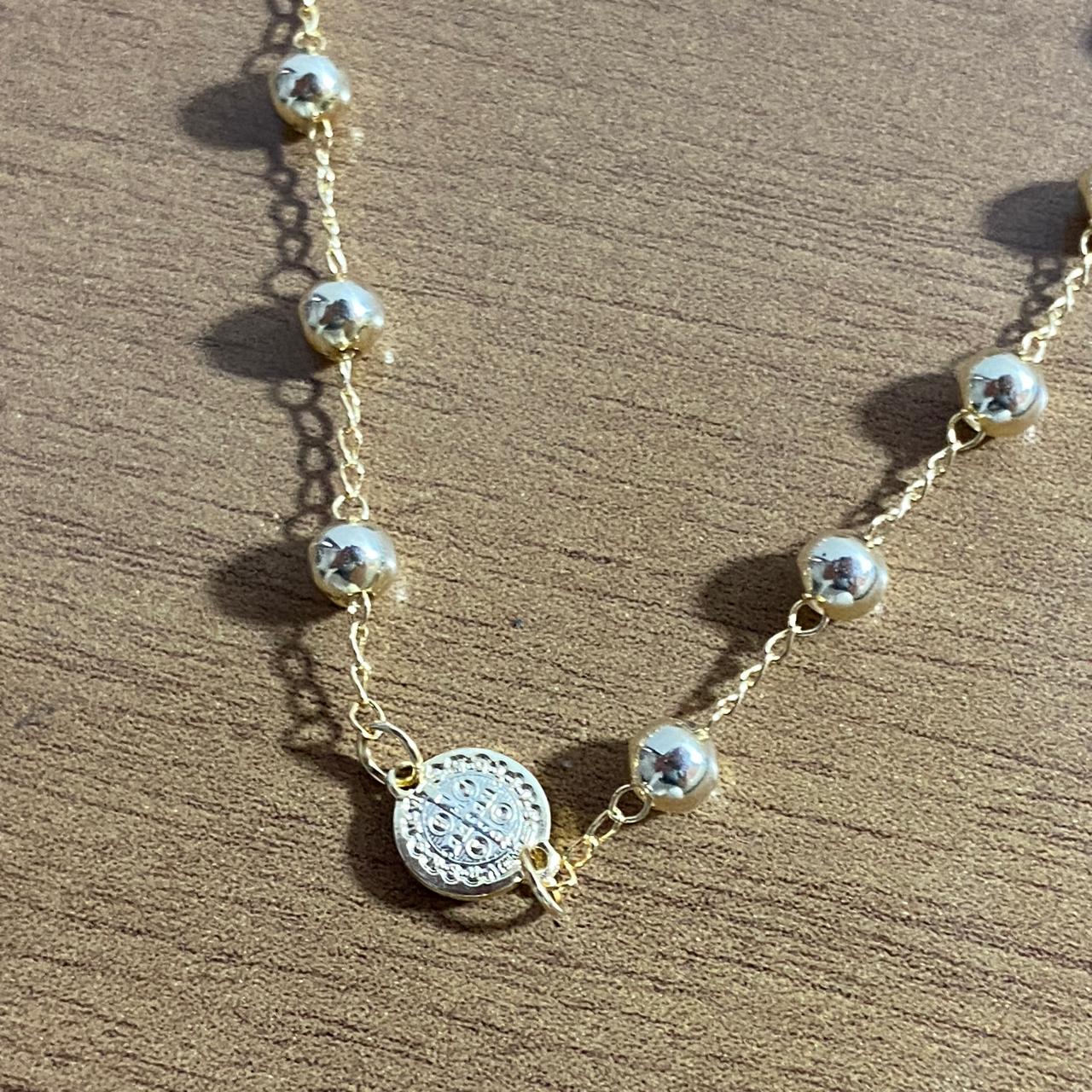 PULSEIRA DOURADA MEDALHA SÃO BENTO MOD2 (6 UNIDADES)