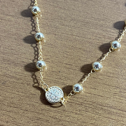 PULSEIRA DOURADA MEDALHA SÃO BENTO MOD2 (6 UNIDADES)