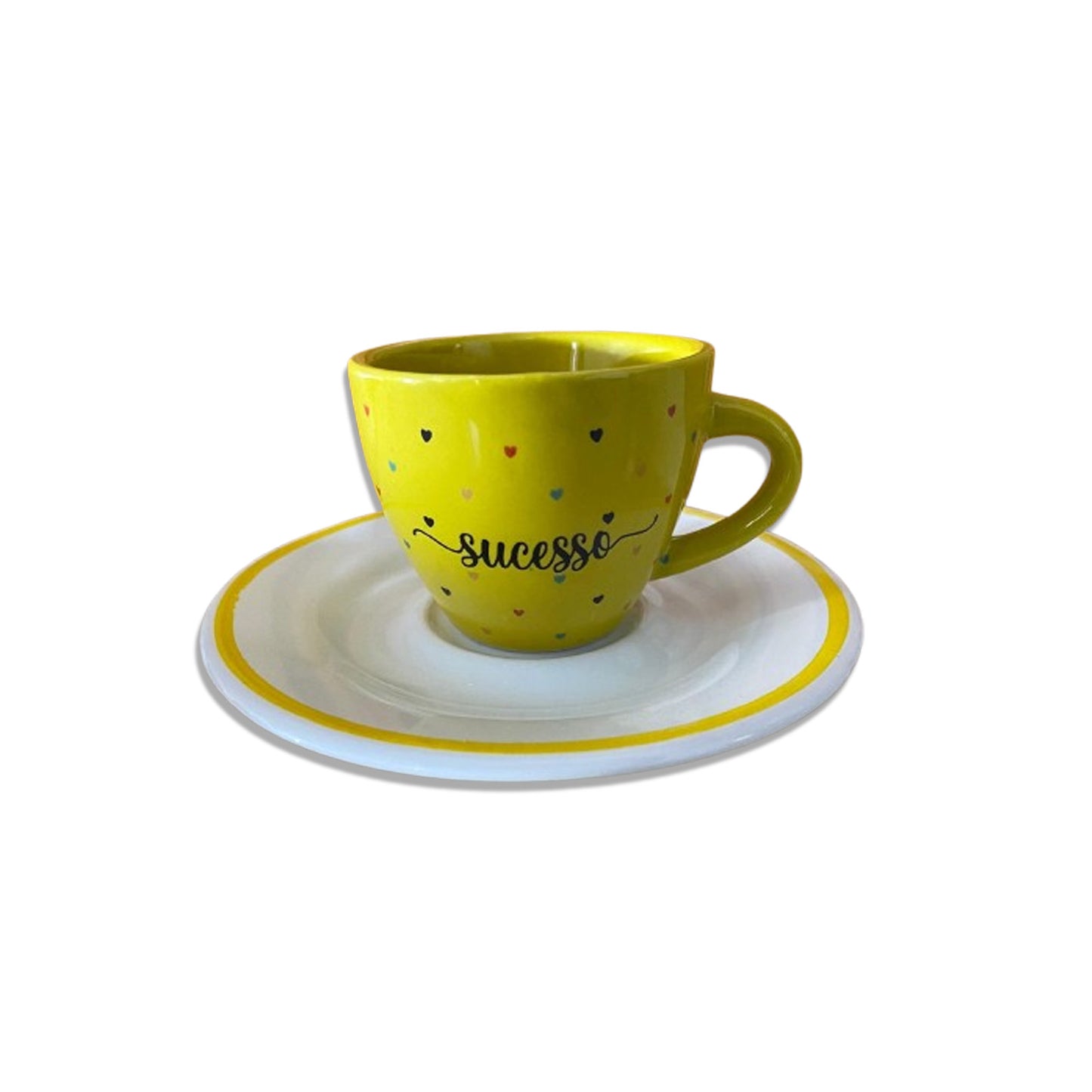 XÍCARA COM PIRES SUCESSO AMARELO (1 UNIDADE)