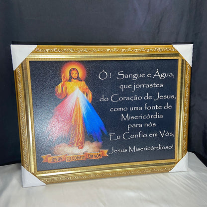 QUADRO COM MOLDURA RESINADO JESUS MISERICORDIOSO 34CMX44CM MOD2 (1 UNIDADE)