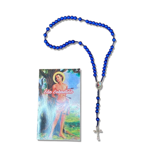 TERÇO PÉROLA AZUL SÃO SEBASTIÃO 8MM (1 UNIDADE)