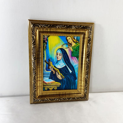 QUADRO COM MOLDURA RESINADO SANTA RITA DE CÁSSIA 20,5X15,5 (1 UNIDADE)