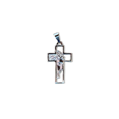 PINGENTE PRATEADO CRUZ FACE DE CRISTO  (6 UNIDADES)