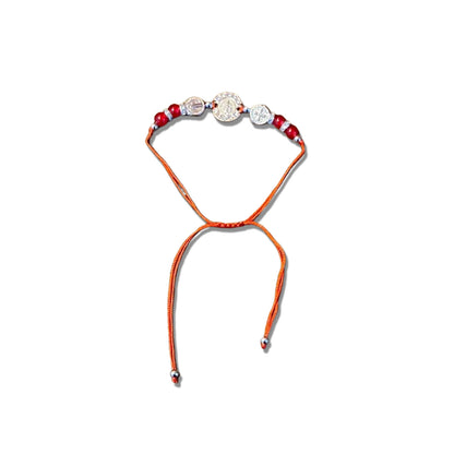 PULSEIRA REGULÁVEL CRISTAL VERMELHO COM MEDALHA SÃO BENTO   ( 01 UNIDADE)
