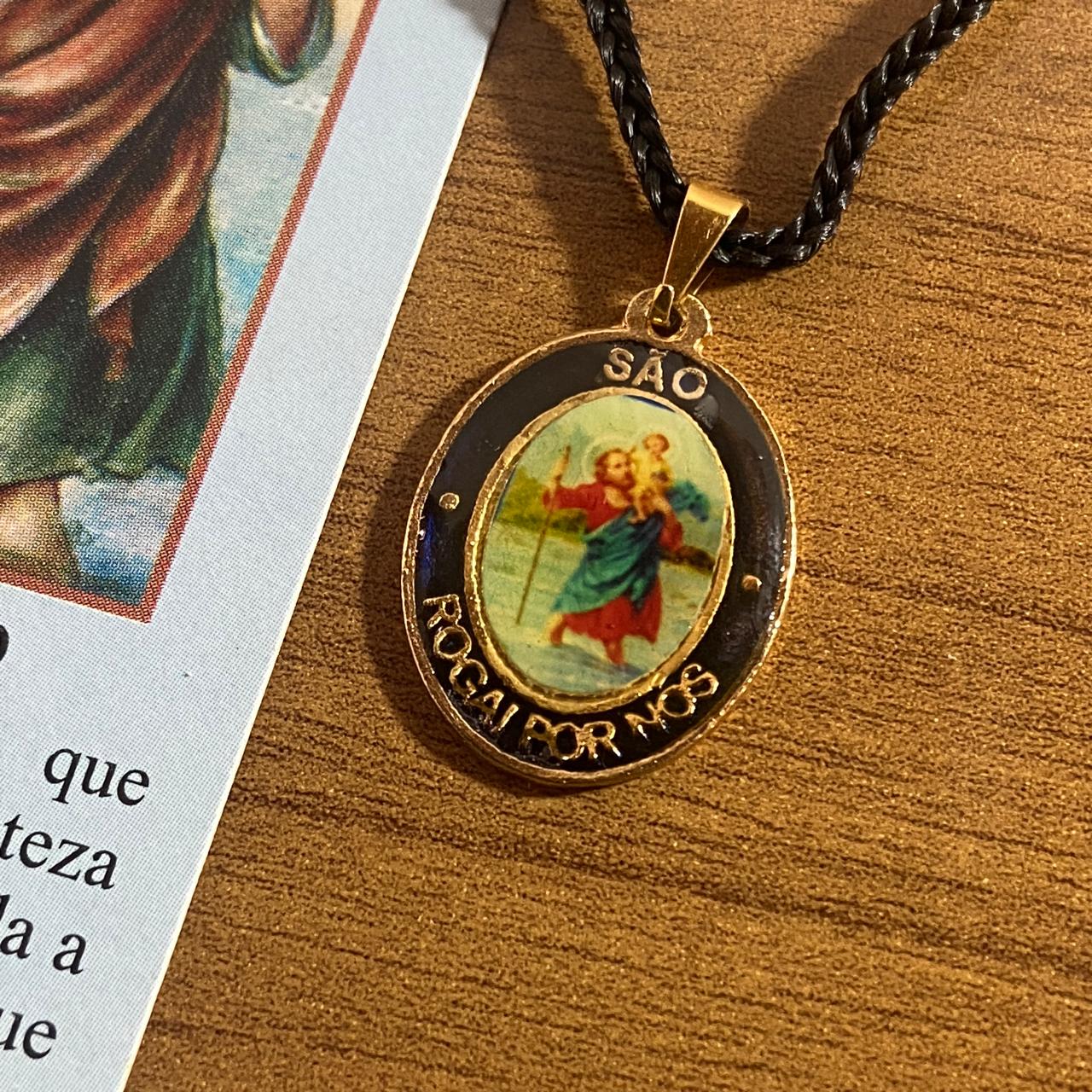 CORDÃO COM MEDALHA RESINADA SÃO CRISTÓVÃO (1 UNIDADES)