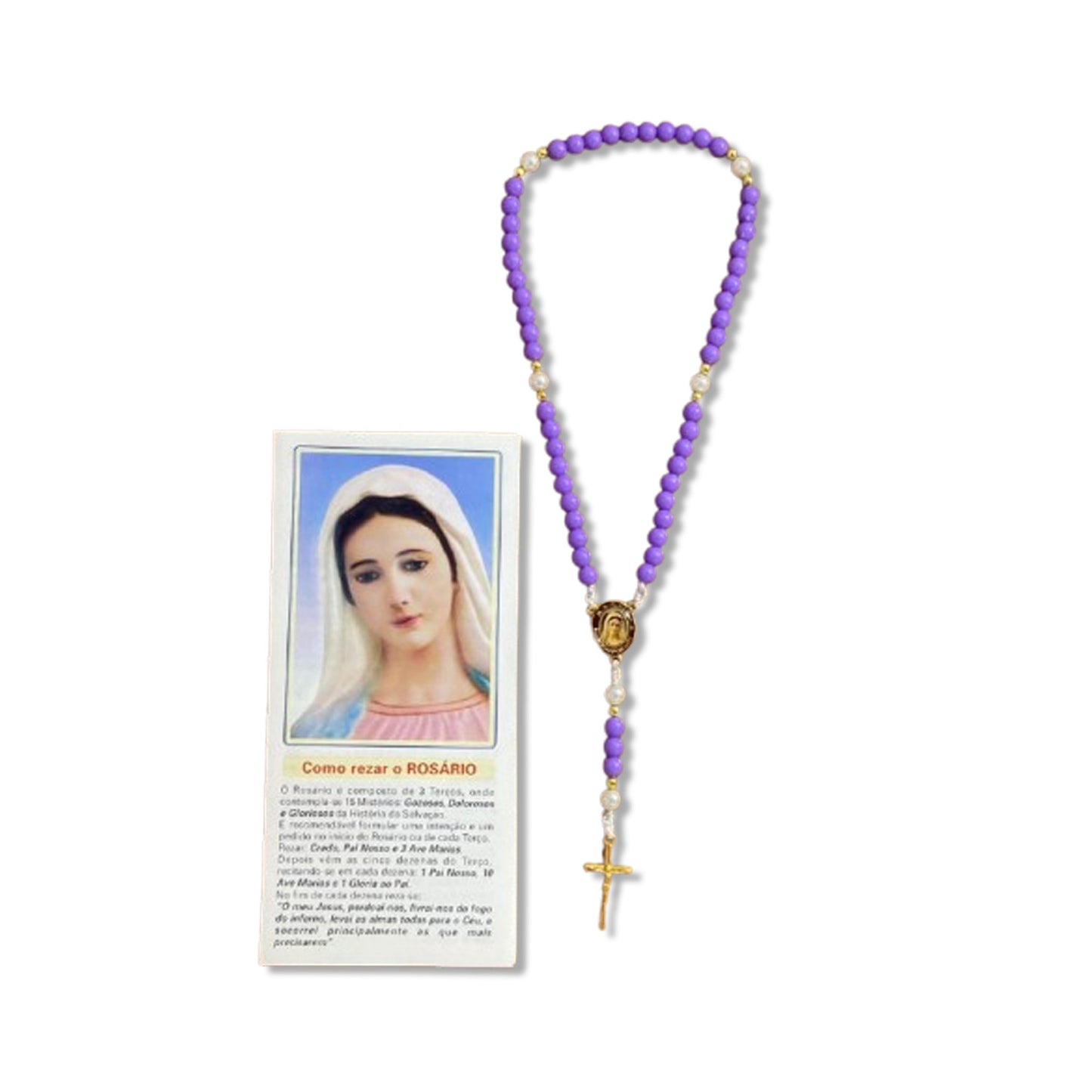 TERÇO PÉROLA ROXA  NOSSA SENHORA RAINHA DA PAZ 6MM (1 UNIDADE)