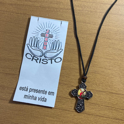 CORDÃO COM CRUZ RESINADA SAO MIGUEL ARCANJO ( 3 UNIDADES)