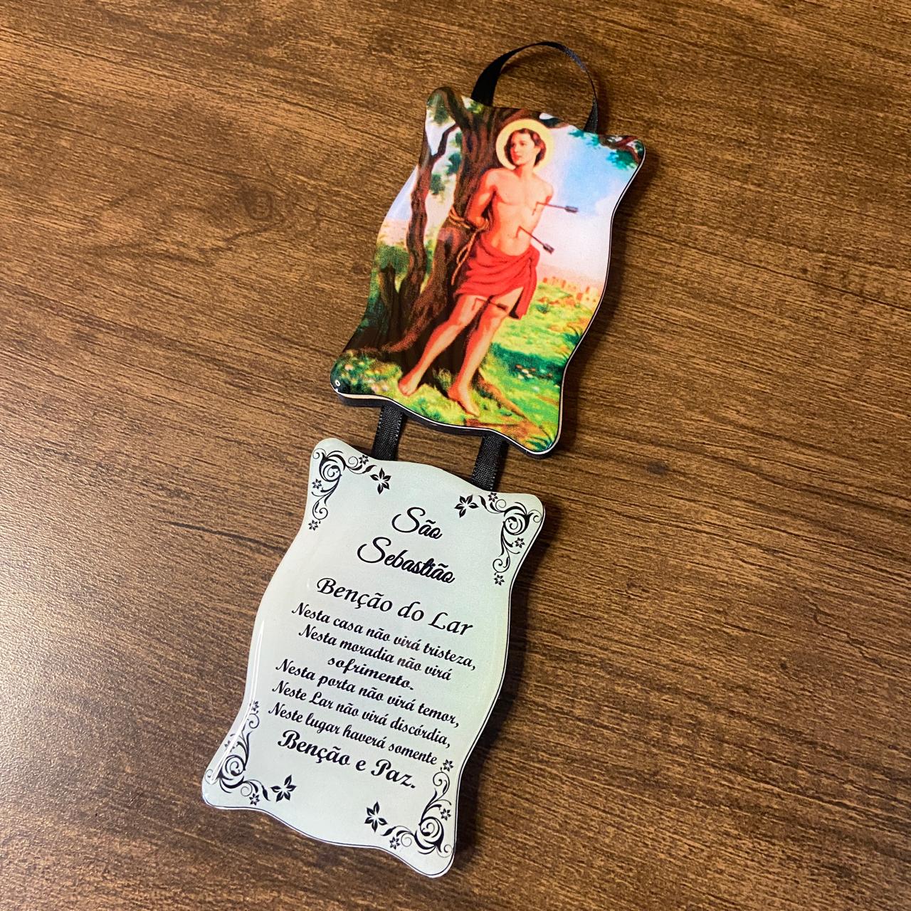 ADORNO DUPLO QUADRADO FITA SÃO SEBASTIÃO (1 UNIDADE)