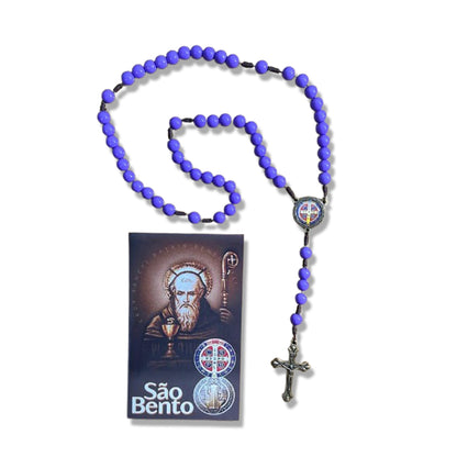 TERÇO PÉROLA ROXA CAMPISTA MEDALHA SÃO BENTO 10MM (1 UNIDADE)