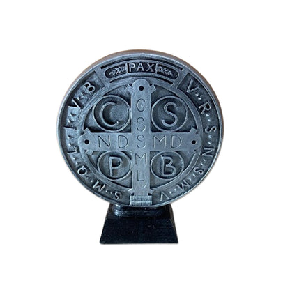 IMAGEM DE RESINA NACIONAL MEDALHA SÃO BENTO PRATA 18CM (1 UNIDADE)