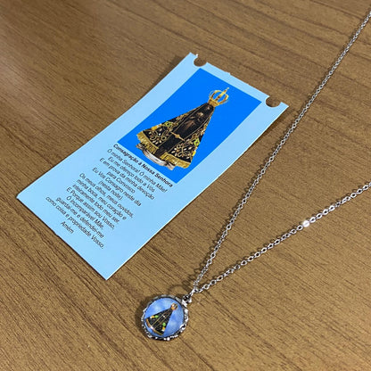 CORRENTE INOX COM MEDALHA RESINADA NOSSA SENHORA APARECIDA (3 UNIDADES)