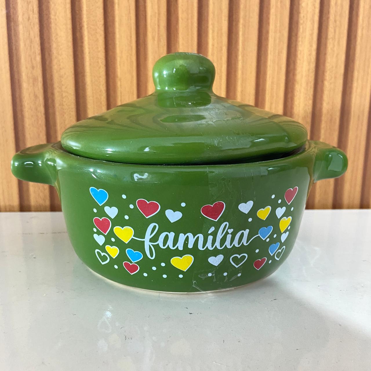 PANELINHA DE PORCELANA VERDE FAMÍLIA (1 UNIDADE)