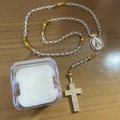 TERÇO DE NOIVA CRISTAL NOSSA SENHORA APARECIDA MOD9 10MM (1 UNIDADE)