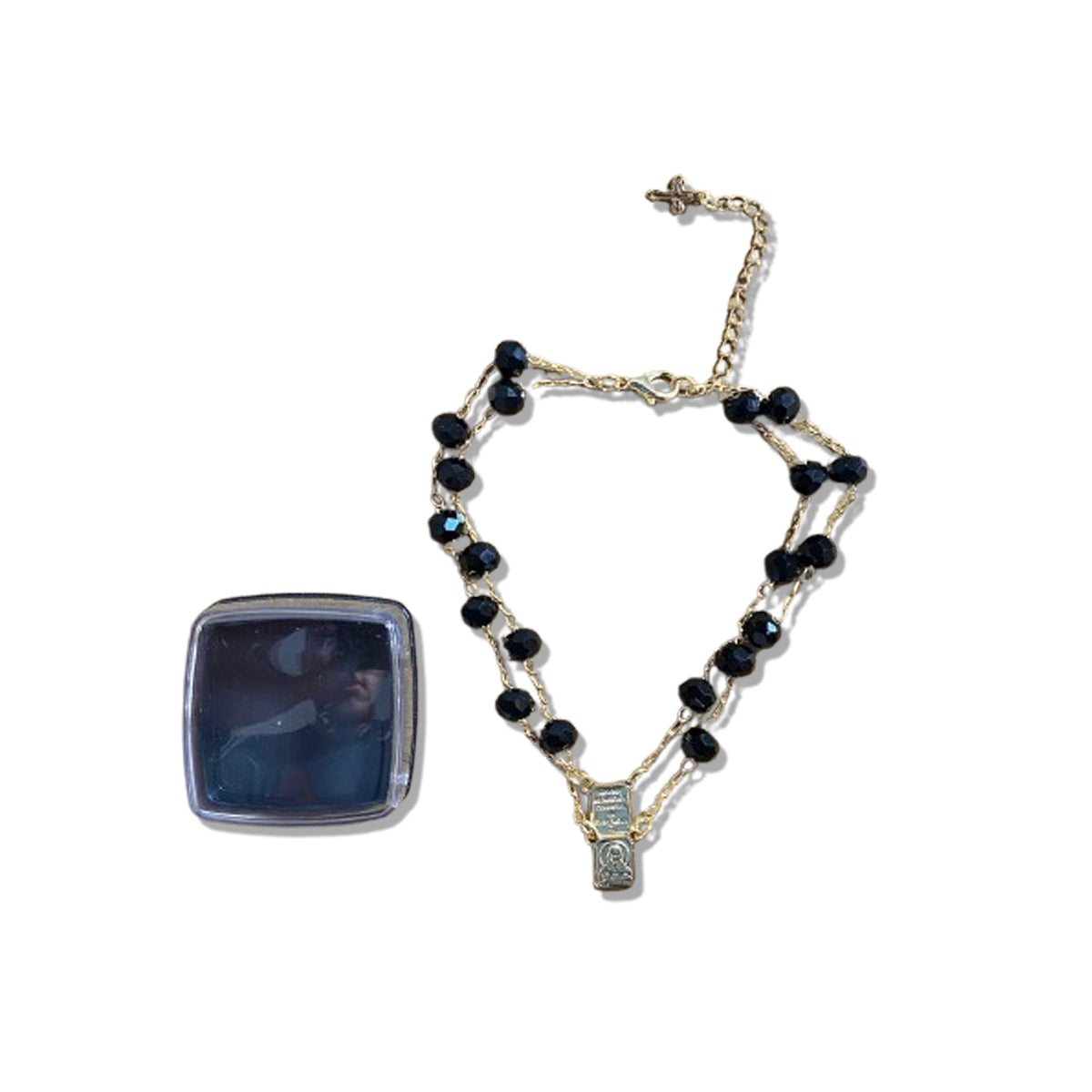PULSEIRA ESCAPULARIO CRISTAL PRETO (3 UNIDADES)