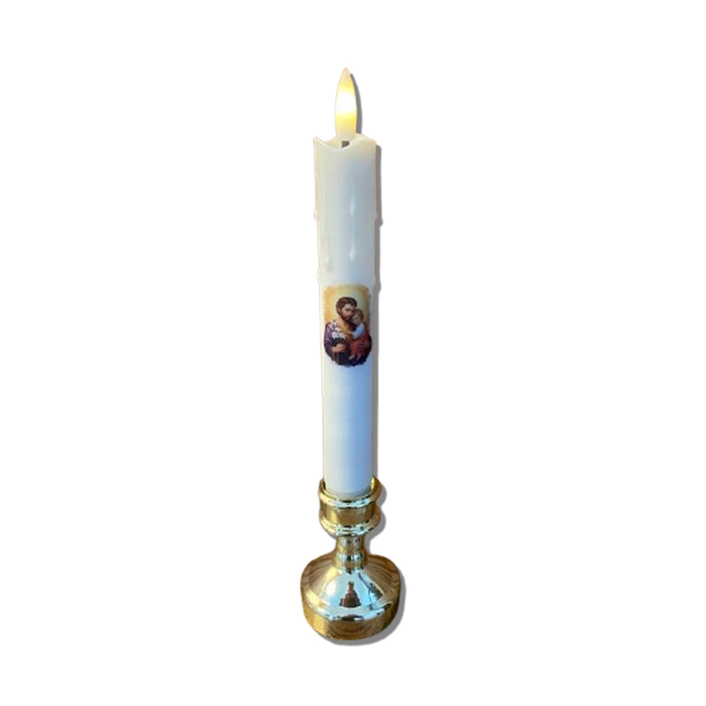 VELA ELETRÔNICA PALITO COM PEDESTAL SÃO JOSÉ 25CM (1 UNIDADE)