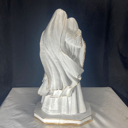 IMAGEM DE GESSO SAGRADA FAMÍLIA BRANCA E DOURADA 43CM (1 UNIDADE)