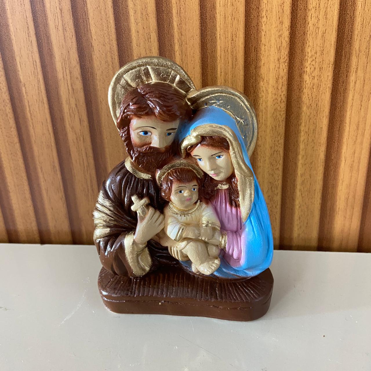 BUSTO DE GESSO SAGRADA FAMÍLIA  13CM (1 UNIDADE)