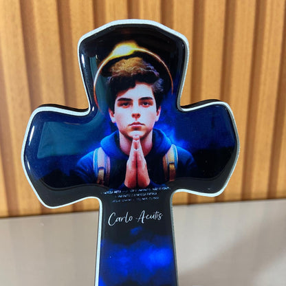 IMAGEM DE MESA MDF CRUZ RESINADA CARLO ACUTIS (1 UNIDADE)