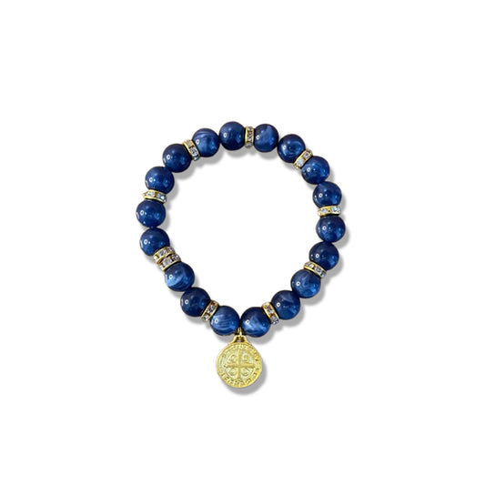 PULSEIRA PÉROLA MEDALHA DE SÃO BENTO 08MM MOD-1 (03 UNIDADES)