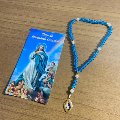 TERÇO PÉROLA AZUL NOSSA SENHORA DA IMACULADA CONCEIÇÃO 6MM (1 UNIDADE)