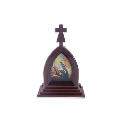 CAPELA ACRÍLICA G SANTA RITA DE CÁSSIA MARROM 18X12CM (1 UNIDADE)