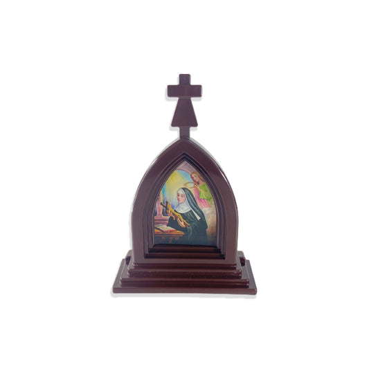 CAPELA ACRÍLICA G SANTA RITA DE CÁSSIA MARROM 18X12CM (1 UNIDADE)