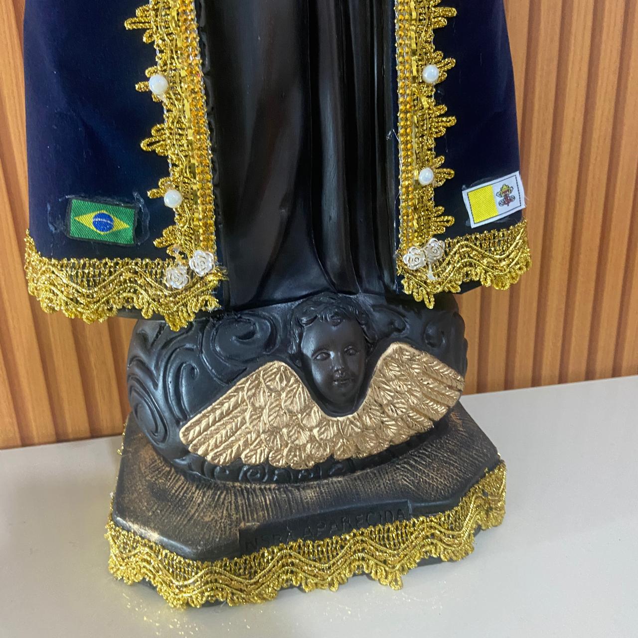 IMAGEM DE GESSO NOSSA SENHORA APARECIDA COM MANTO 65CM MOD1 (1 UNIDADE)