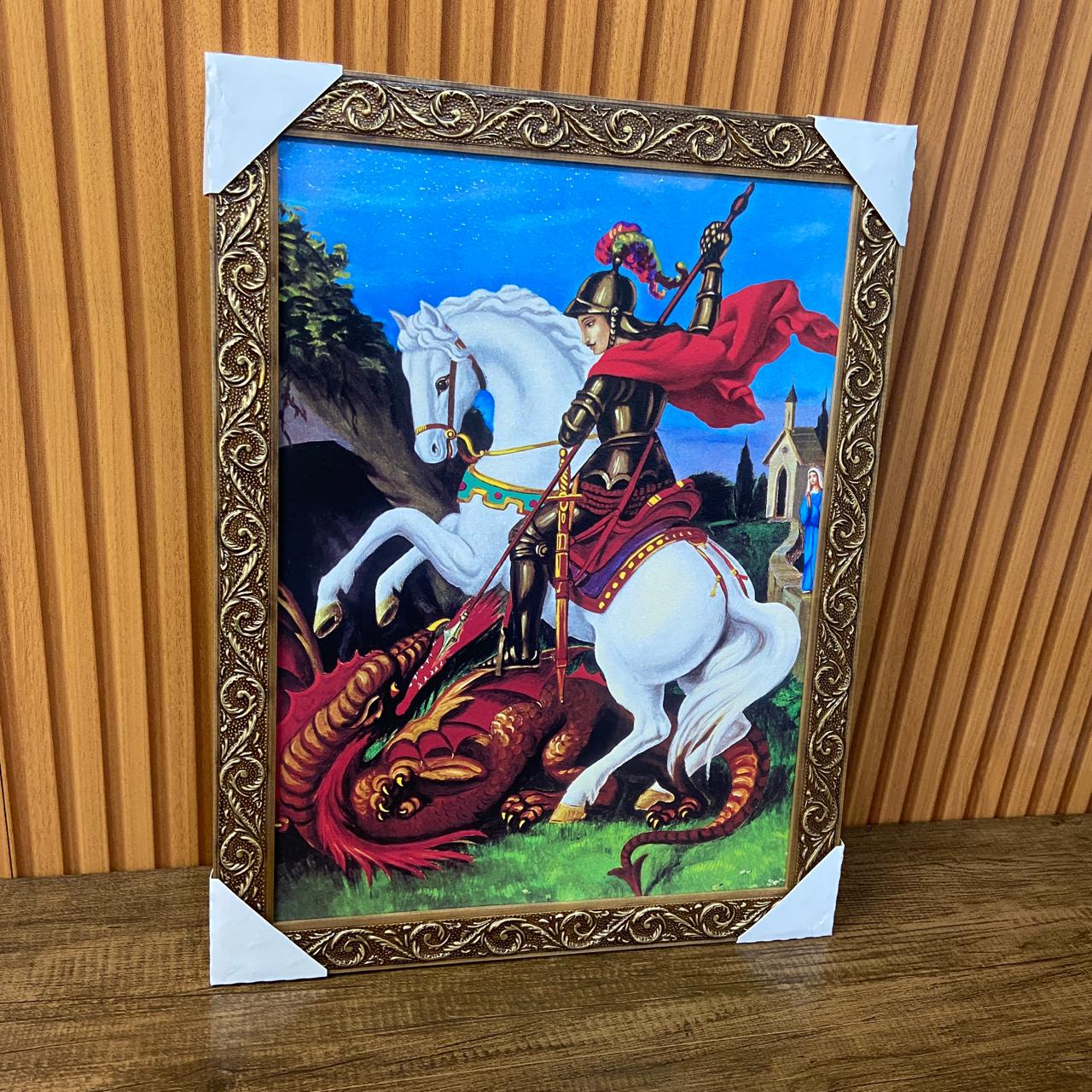 QUADRO COM MOLDURA RESINADO SÃO JORGE 44CMX35CM (1 UNIDADE)