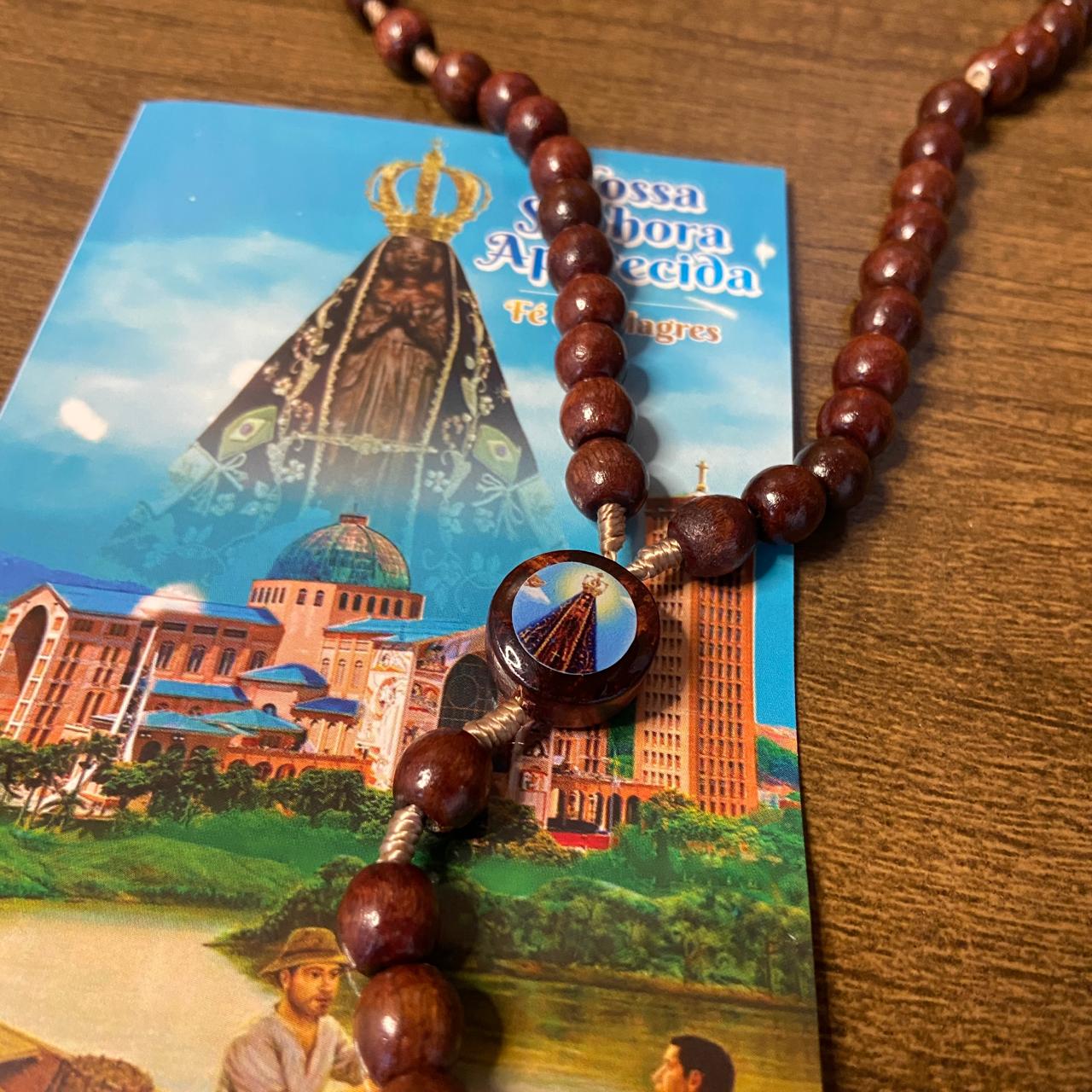 TERÇO DE MADEIRA NOSSA SENHORA APARECIDA 08MM MOD02 (3 UNIDADES)