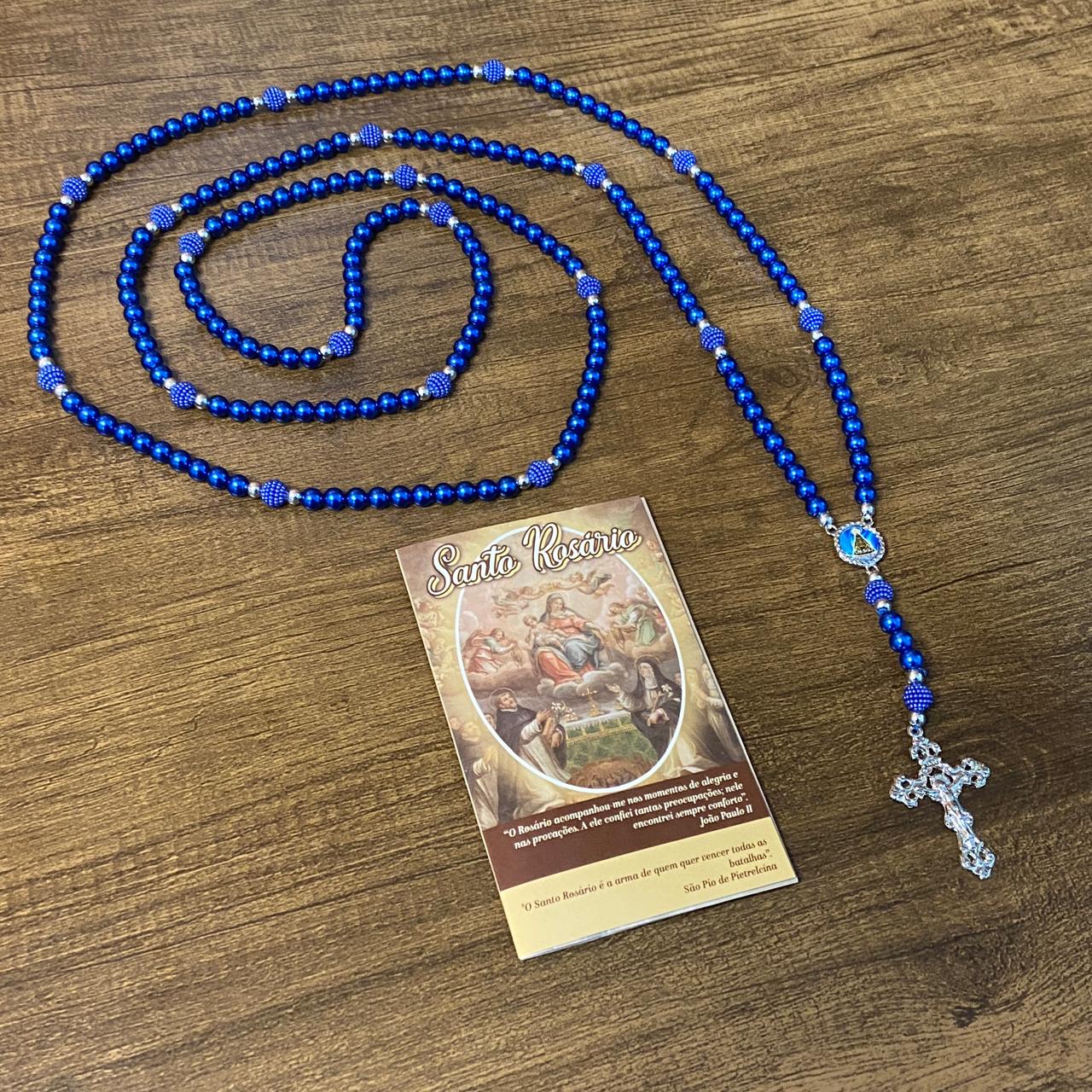 ROSÁRIO PÉROLA AZUL NOSSA SENHORA APARECIDA 8MM (1 UNIDADE)