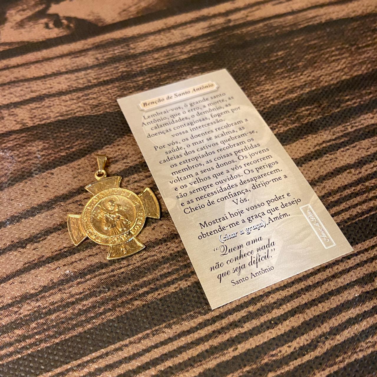 PINGENTE BREVE DOURADO DE SANTO ANTÔNIO (3 UNIDADES)