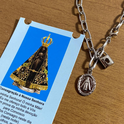 PULSEIRA CADEADO NOSSA SENHORA APARECIDA NA CARTELA (3 UNIDADES)