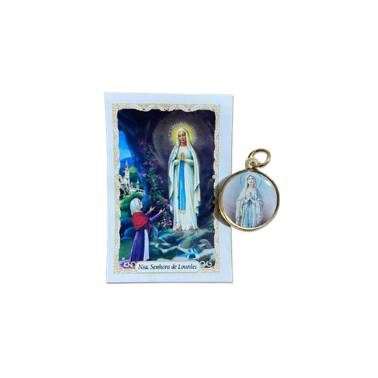 MEDALHA DUPLA FACE NOSSA SENHORA DE LOURDES (12 UNIDADES)