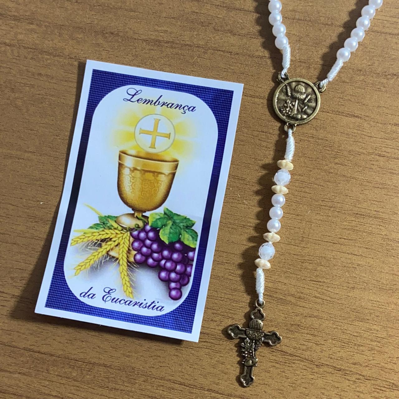 TERÇO PÉROLA LEMBRANÇA DA EUCARISTIA MD2 4MM (3 UNIDADES)