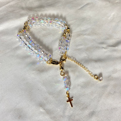 TERÇO PULSEIRA CRISTAL FURTA-COR (3 UNIDADES)