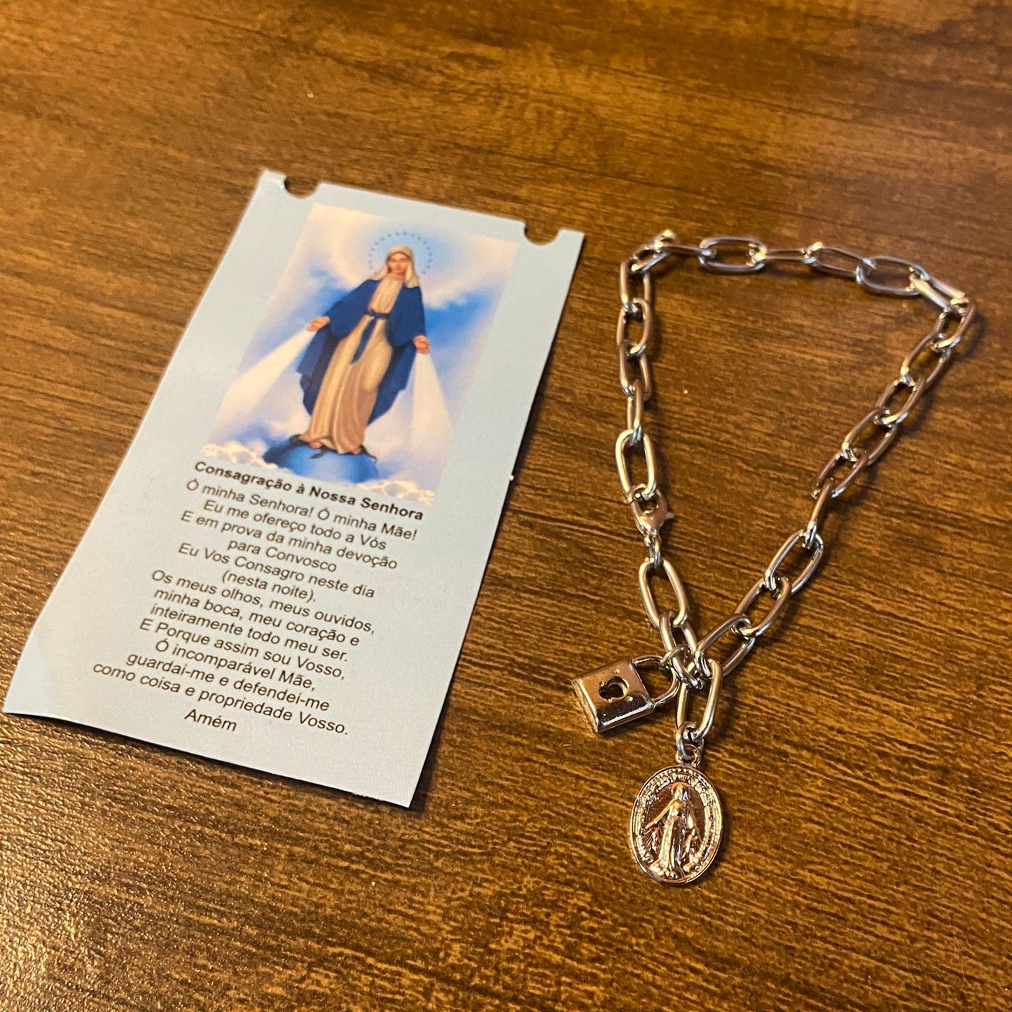 PULSEIRA CADEADO NOSSA SENHORA DAS GRAÇAS NA CARTELA (3 UNIDADES)