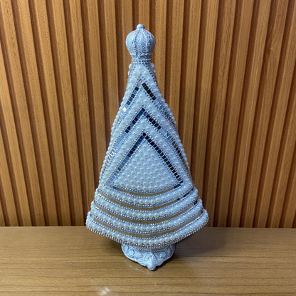 IMAGEM DE GESSO NOSSA SENHORA APARECIDA BRANCA COM MANTO ESPELHADO 34CM (1 UNIDADE)