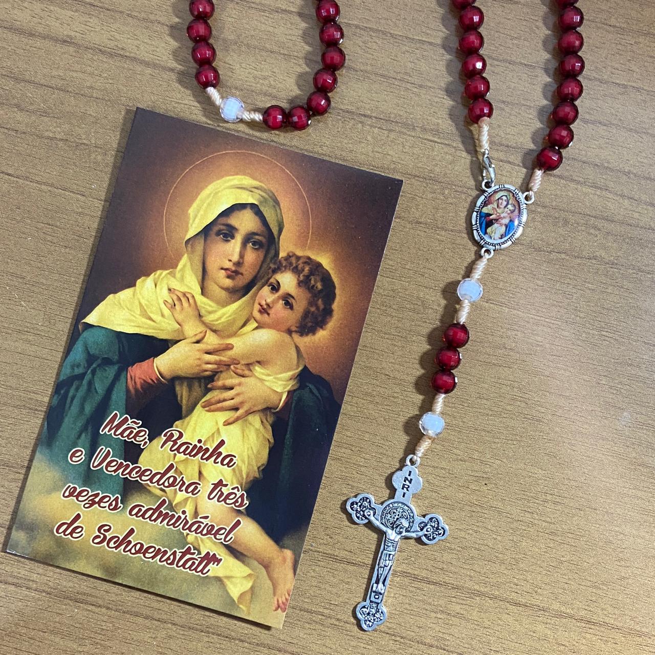 TERÇO ACRÍLICO MARROM COM FECHO MÃE RAINHA 08MM (1 UNIDADE)