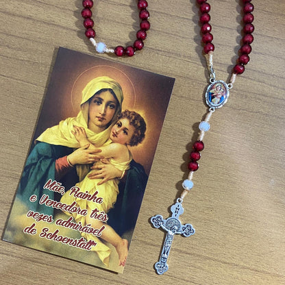 TERÇO ACRÍLICO MARROM COM FECHO MÃE RAINHA 08MM (1 UNIDADE)