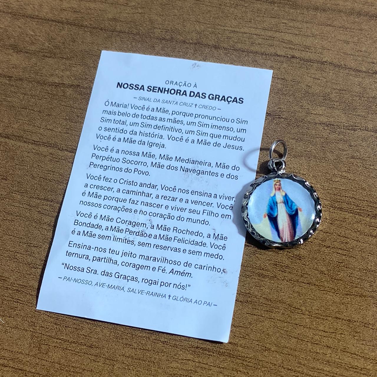 MEDALHA NÍQUEL RESINADA NOSSA SENHORA DAS GRAÇAS (6 UNIDADE)