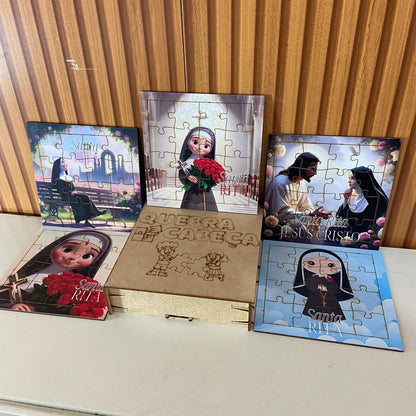 KIT QUEBRA CABEÇA INFANTIL MDF SANTA RITA DE CÁSSIA (5 UNIDADE)