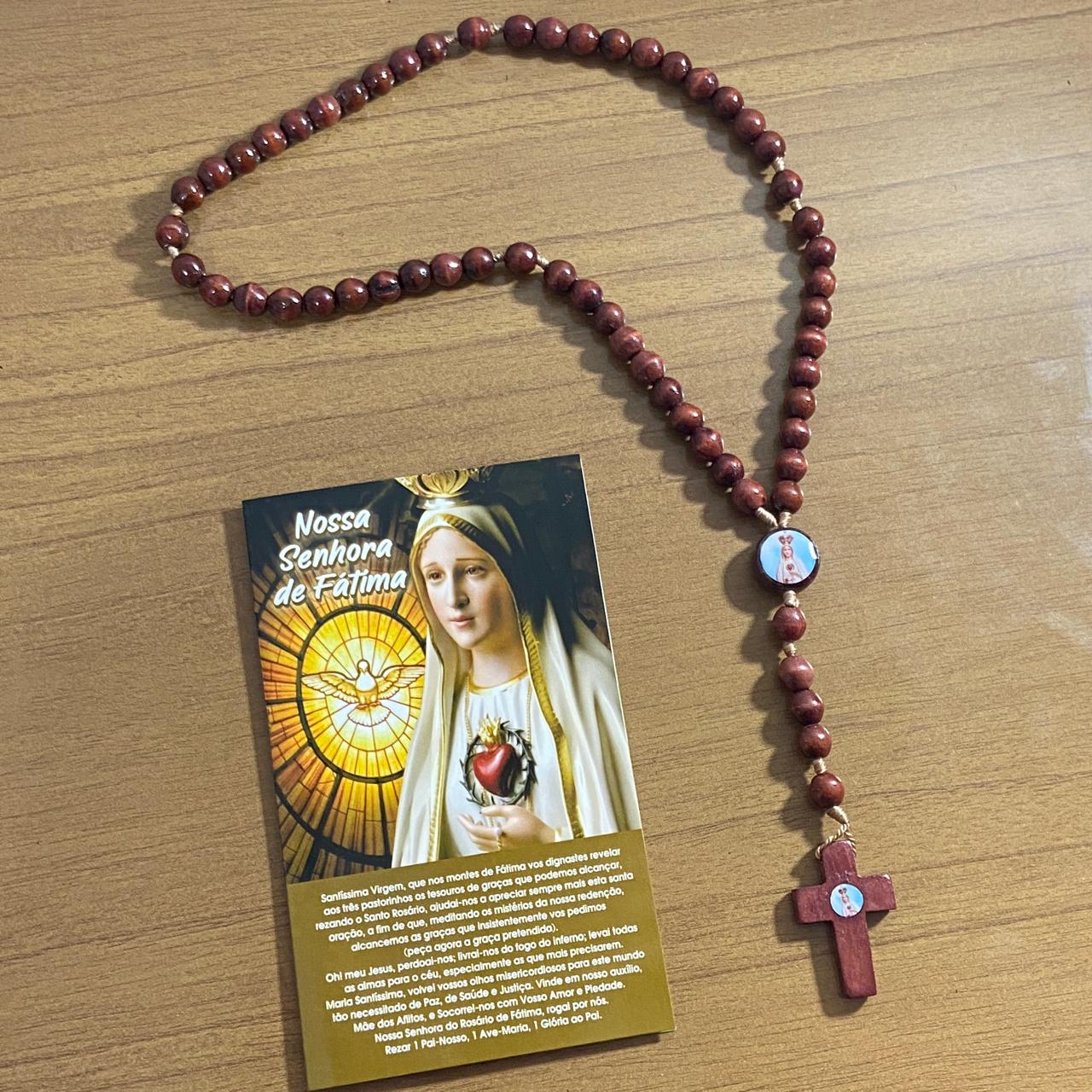TERÇO DE MADEIRA NOSSA SENHORA DE FÁTIMA MOD3 8MM (3 UNIDADES)