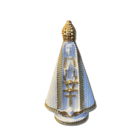 IMAGEM DE GESSO NOSSA SENHORA APARECIDA BRANCA COM STRASS 31CM (1 UNIDADE)