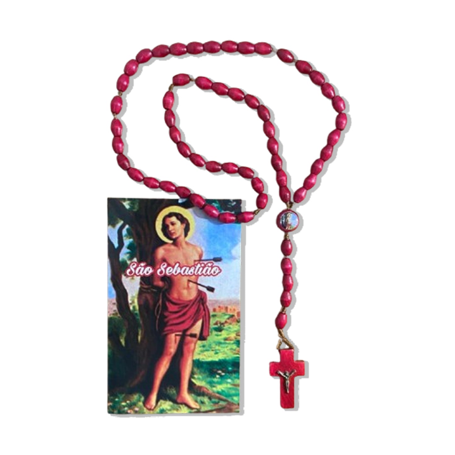 TERÇO DE MADEIRA SÃO SEBASTIÃO 8MM (3 UNIDADES)