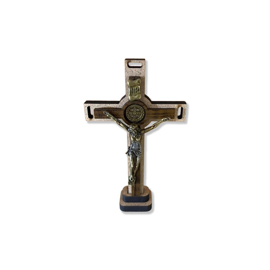 CRUCIFIXO MDF DE MESA TABACO  11,5CM (1 UNIDADE)