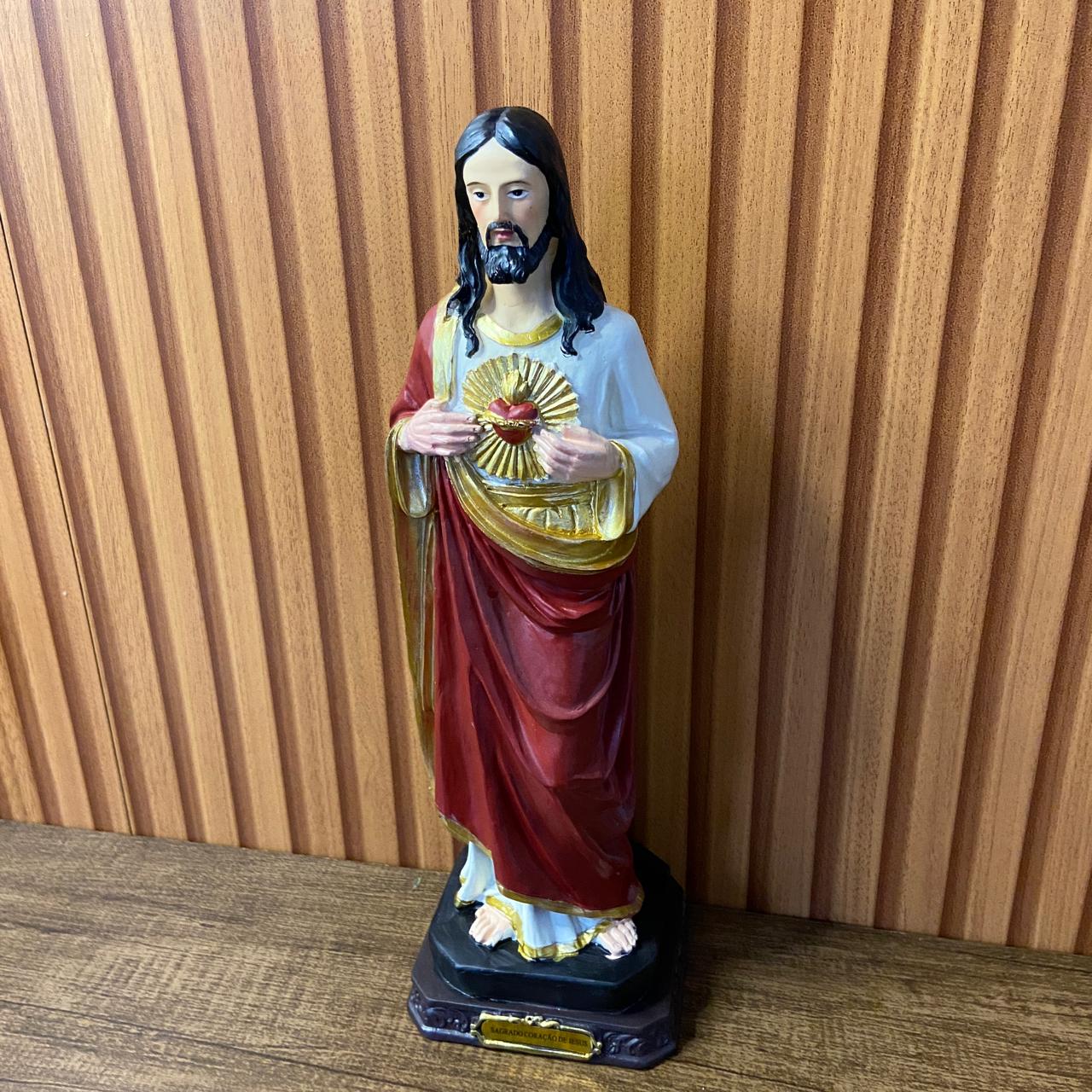 IMAGEM DE RESINA IMPORTADA SAGRADO CORAÇÃO DE JESUS 30CM (1 UNIDADE)
