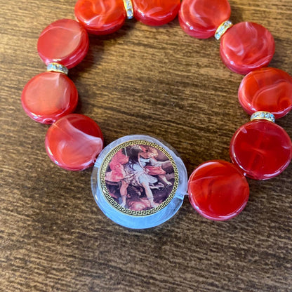 PULSEIRA ACRÍLICA COM MEDALHA RESINADA SÃO MIGUEL ARCANJO  (03 UNIDADES)