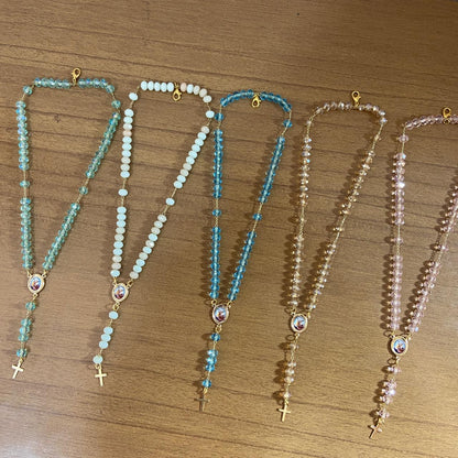TERÇO PULSEIRA CRISTAL SÃO MIGUEL ARCANJO CORES SORTIDAS (3 UNIDADES)
